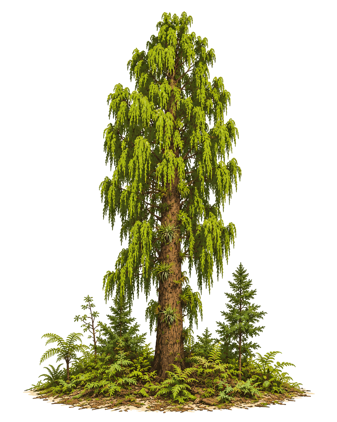A maturing rimu tree